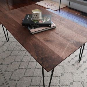 Single bevel walnut coffee table